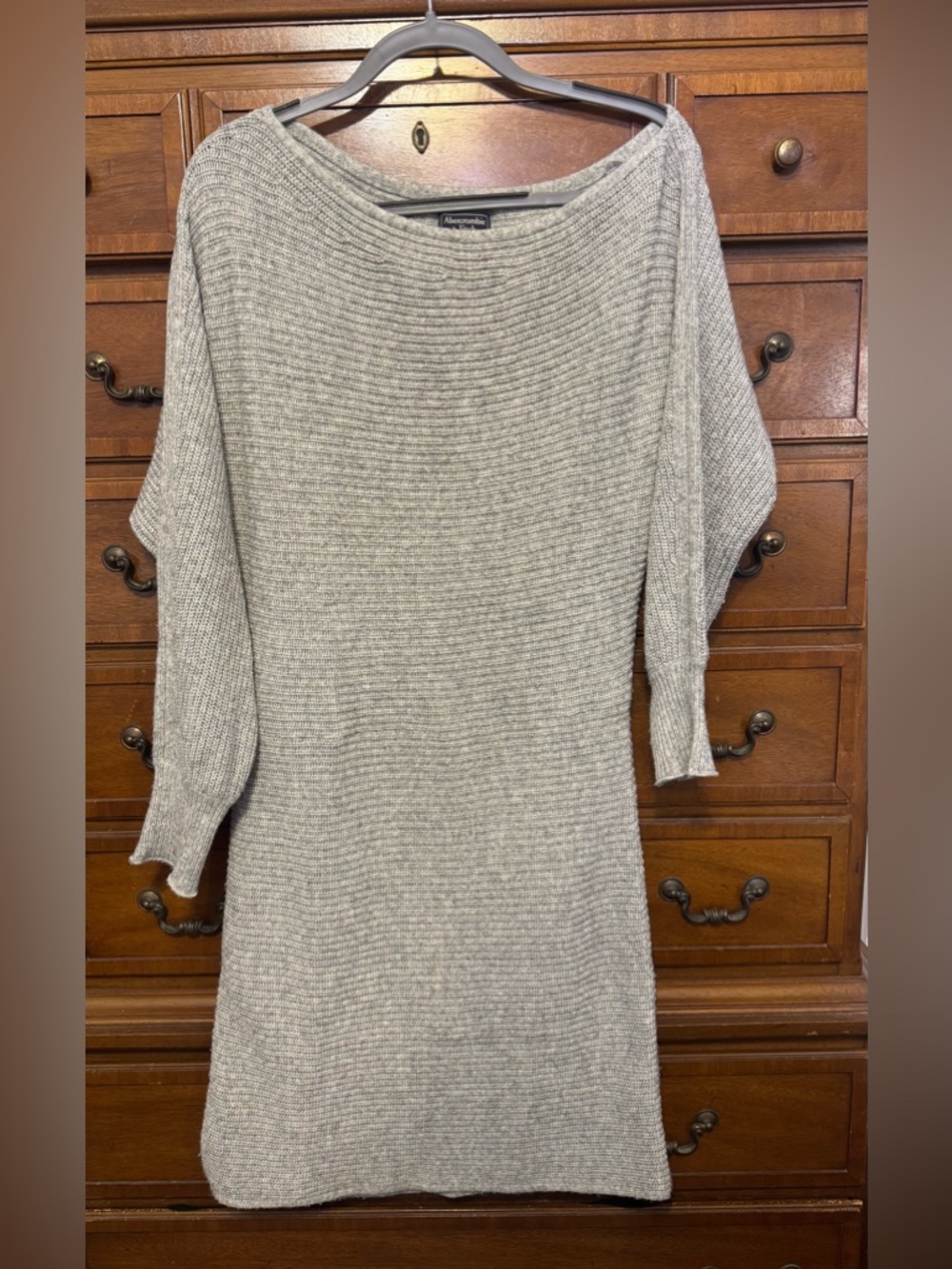 Abercrombie & Fitch Gray Boatneck Sweater Mini Dress XLP Petite Ribbed Knit